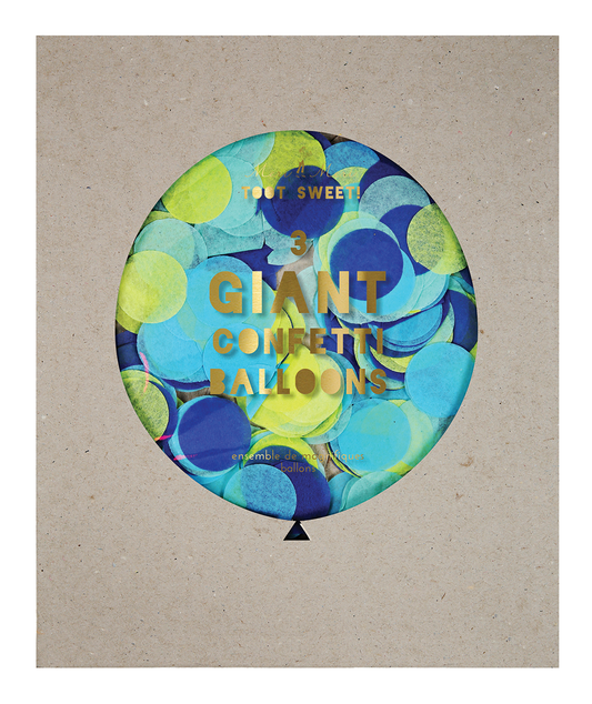 Kit de Globos Gigantes con Confetti Azul Gigante (3 Piezas)