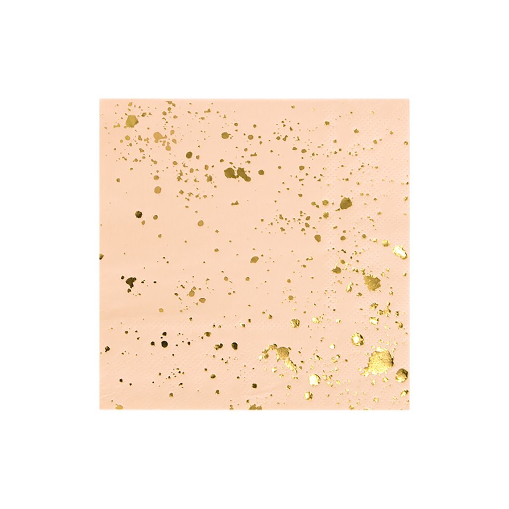 Servilletas Pequeñas Rosas con Salpicado Dorado (20 Piezas)