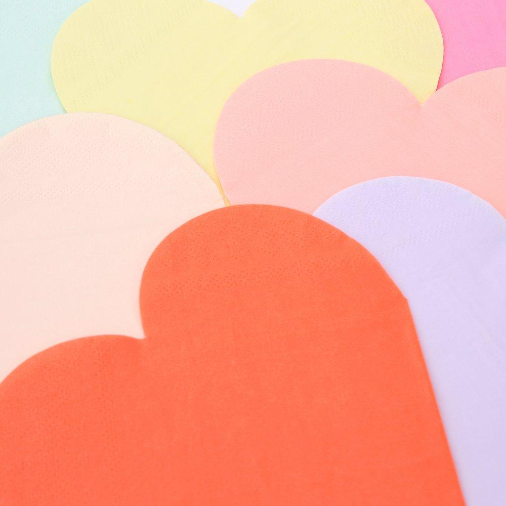 Servilletas en Forma de Corazón Colores Pastel (20 Piezas)