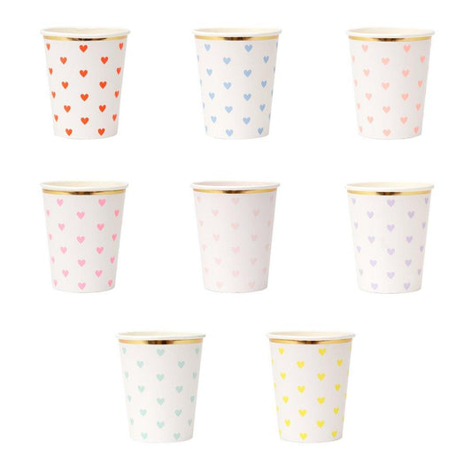 Vasos con Corazones Colores Pastel (8 Piezas)