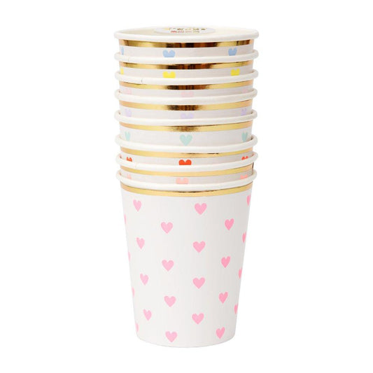 Vasos con Corazones Colores Pastel (8 Piezas)