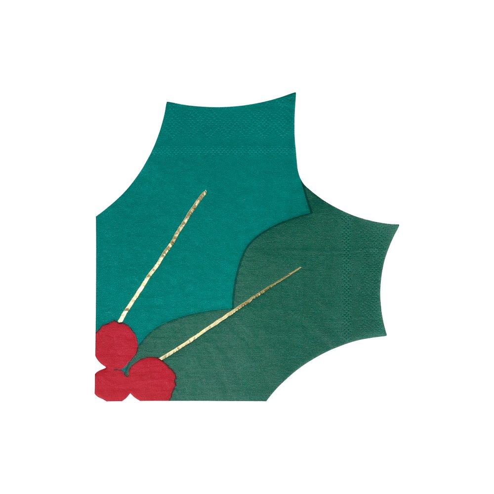 Servilletas Navideñas de Acebo (16 Piezas)