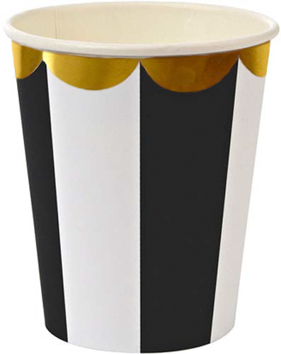Vasos con Líneas Negras y Blancas (8 Piezas)