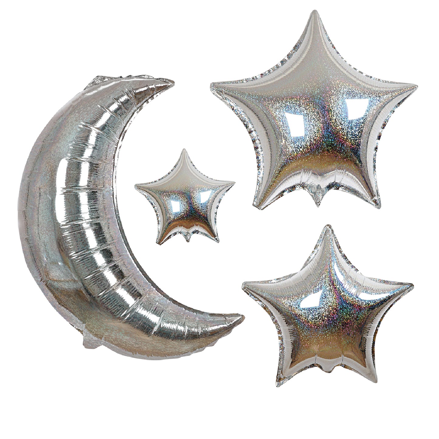 Kit de Globos de Luna y Estrellas Holográficas (6 Piezas)