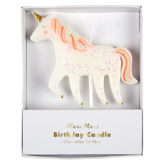 Vela en Forma de Unicornio Con Glitter Iridiscente (1 Vela)