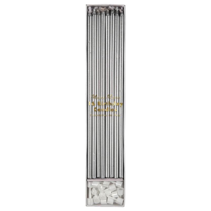 Velas Gigantes de Cumpleaños Plateadas (16 Velas)