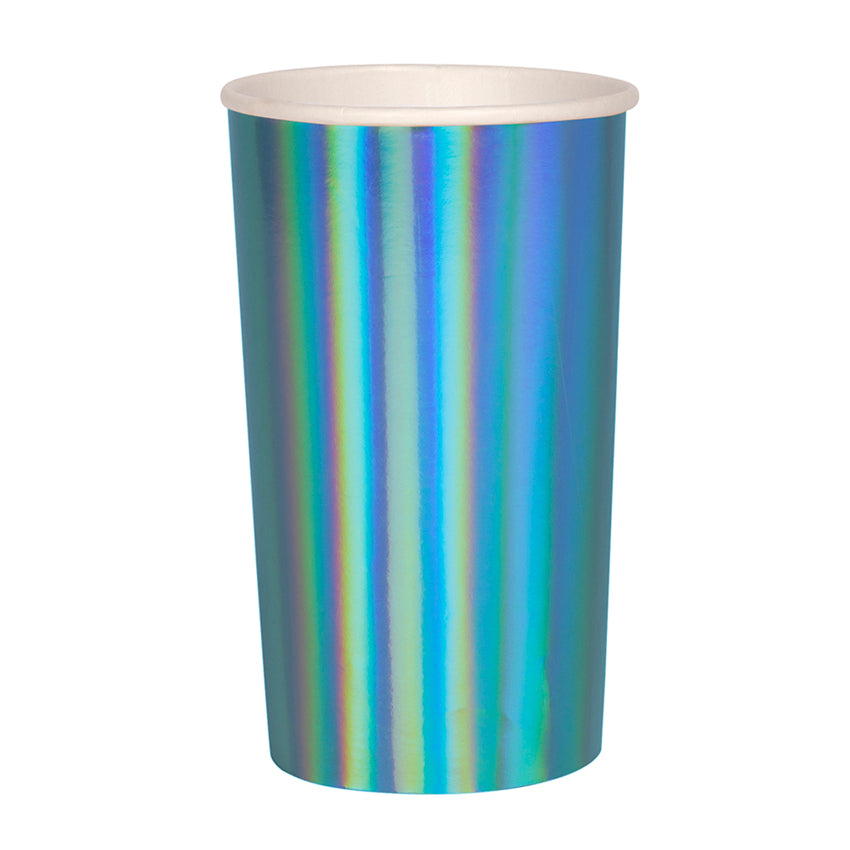 Vasos Grandes Azul Metálico (8 Piezas)