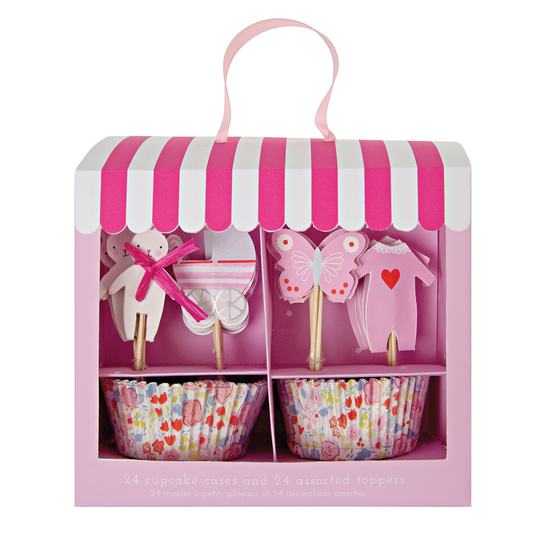 Cupcake Kit Baby Rosa (48 Piezas)