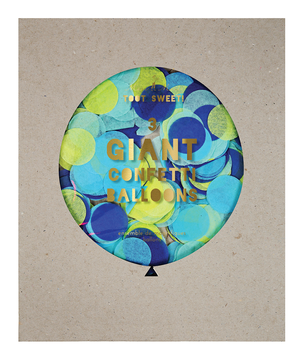 Kit de Globos Gigantes con Confetti Azul Gigante (3 Piezas)
