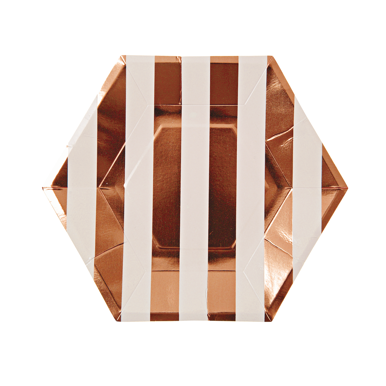 Platos Pequeños Hexagonales con Líneas Rose Gold (8 Piezas)