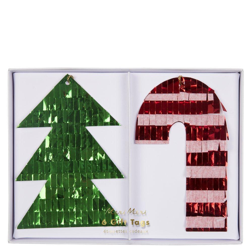 Etiquetas Grandes De Regalos de Navidad con Flecos (6 Piezas) lo
