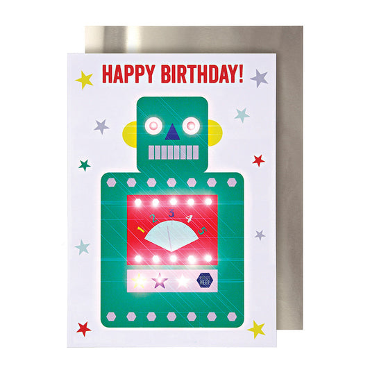 Tarjeta de Cumpleaños de Robot Armable con Luces
