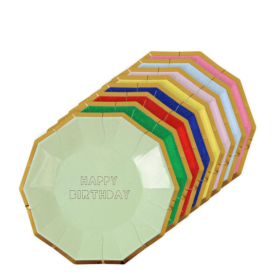Platos Pequeños "Happy Birthday" Multicolor (8 Piezas)