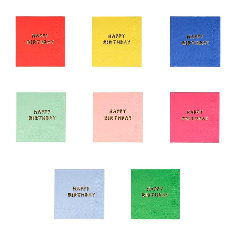 Servilletas Pequeñas "Happy Birthday" Multicolor (16 Piezas)