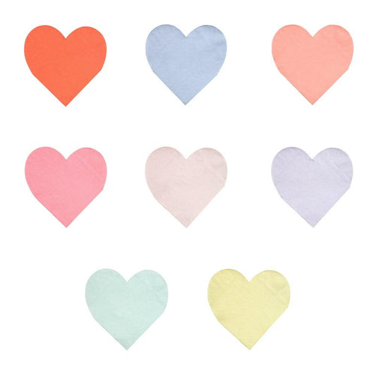 Servilletas en Forma de Corazón Colores Pastel (20 Piezas)