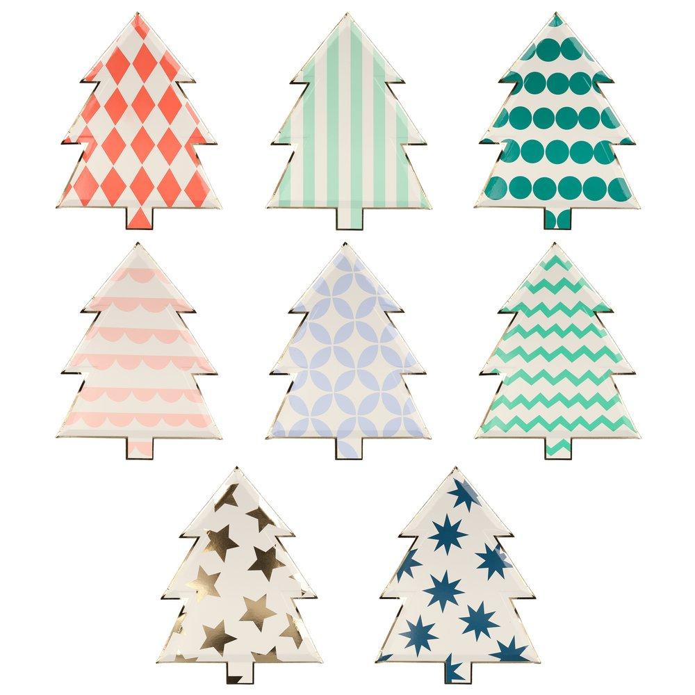 Platos en forma de Árbol de Navidad (8 Piezas)