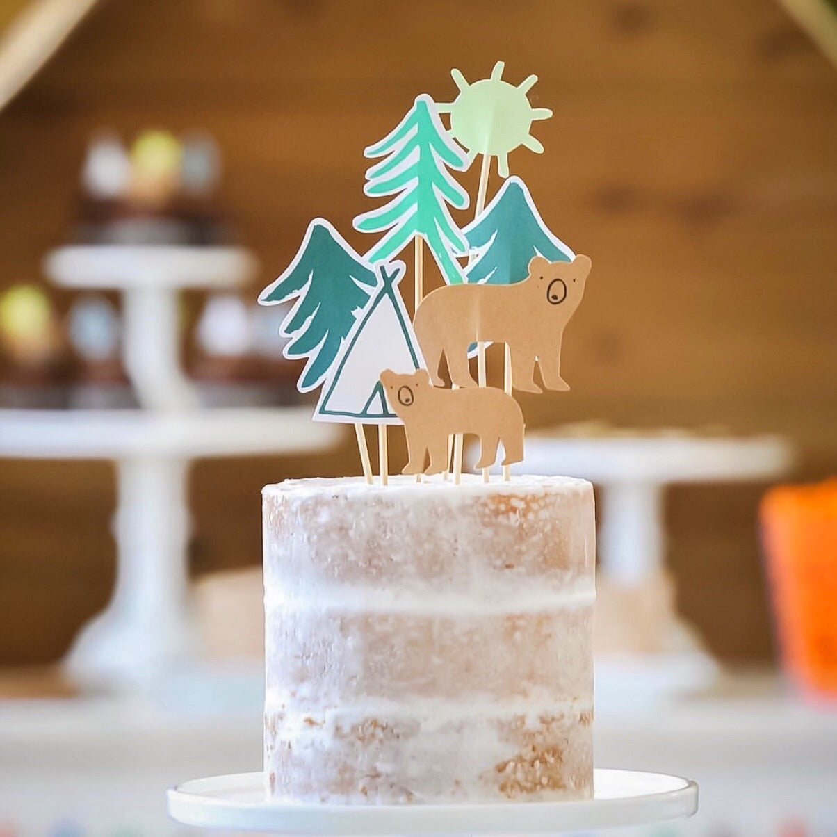 Cake Toppers de Oso (7 Piezas)