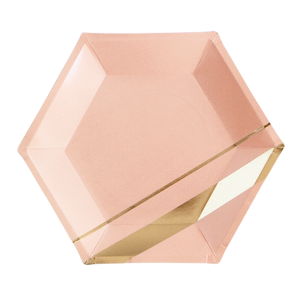 Platos Rosa con Dorado (8 Piezas)
