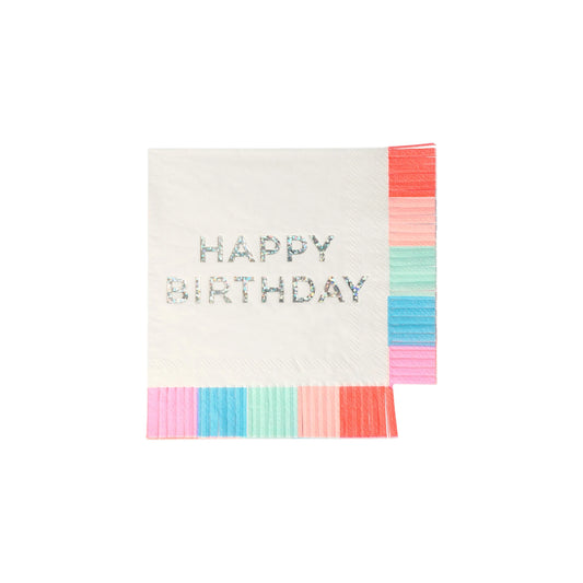 Servilletas Pequeñas Flecos Multicolor "Happy Birthday" (16 Piezas)